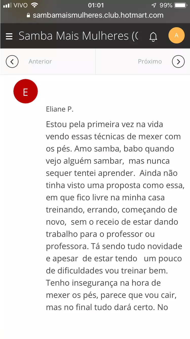 Escola de Samba no Pé online para Mulheres