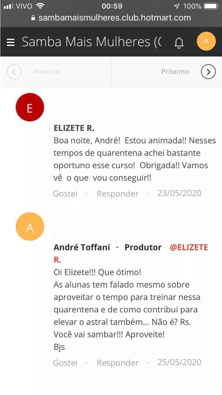 Escola de Samba no Pé online para Mulheres