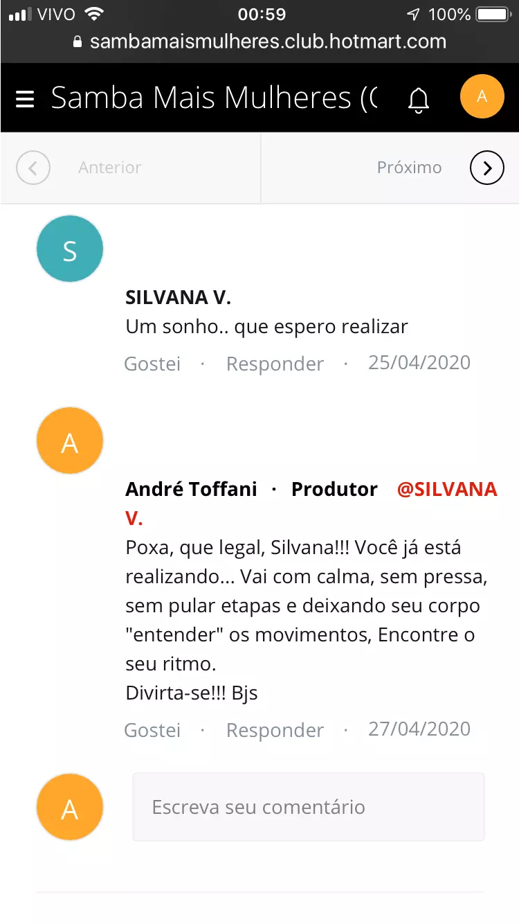 Escola de Samba no Pé online para Mulheres