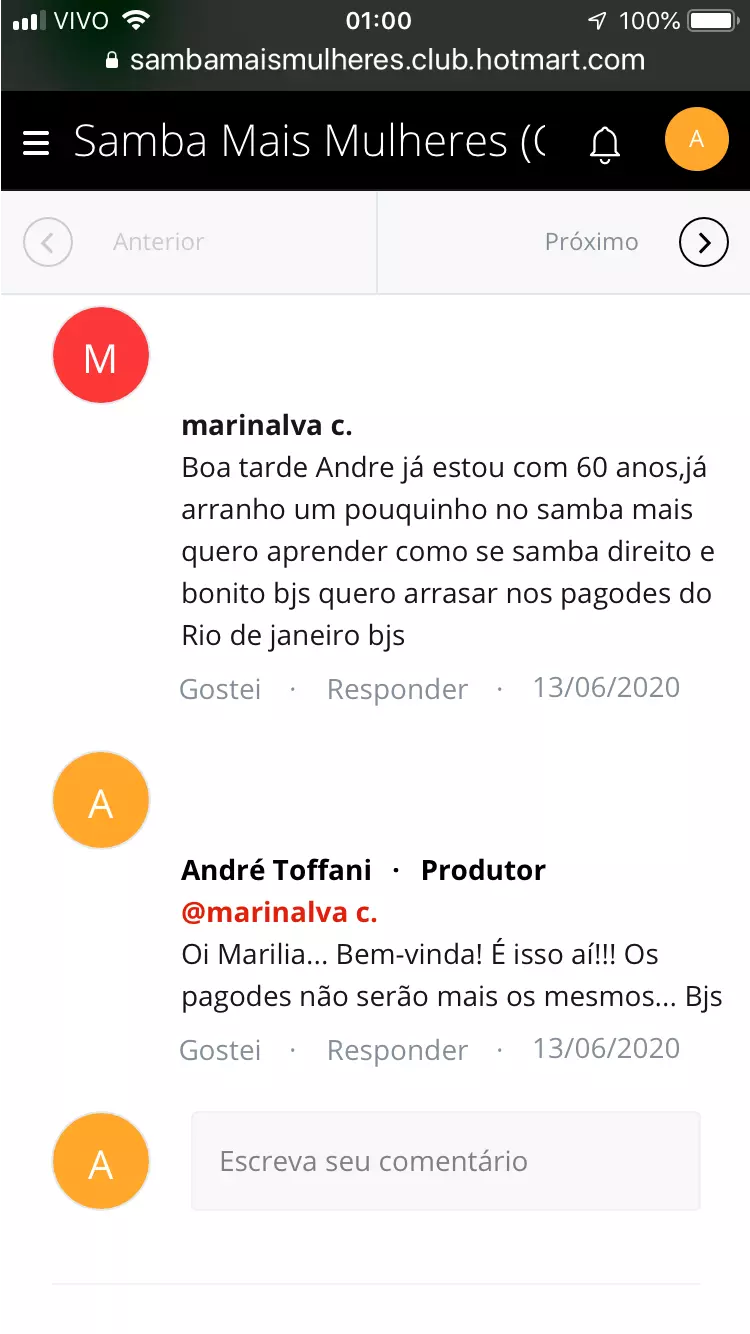 Escola de Samba no Pé online para Mulheres